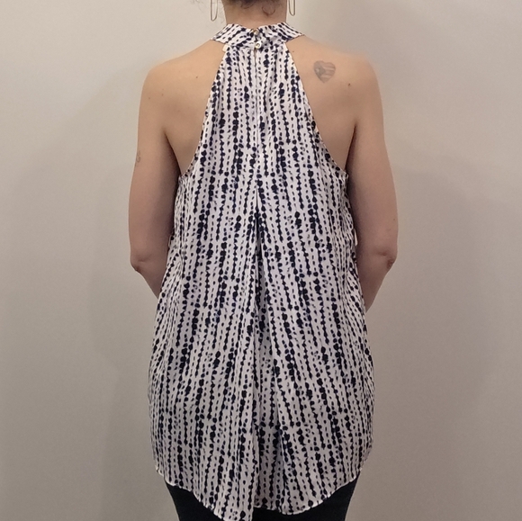 Halston Halter Neck Navy And White Sleeveless Top Size Small - Picture 7 of 7